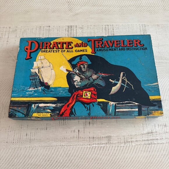 Rare, Vintage 1936 Milton Bradley Pirate and Traveler Board Game #4563 - Picture 1 of 12